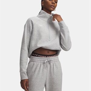Under Armour Rival Fleece Cropped Quarter-Zip Pullover SIZE LARGE